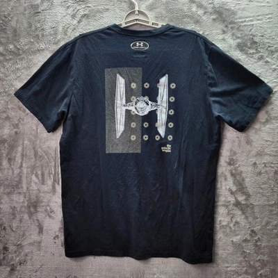Under Armour Star Wars Galactic Empire T-Shirt Men L HeatGear Black TIE Fighter - Image 1 of 4