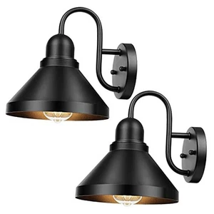  Gooseneck Outdoor Light Fixtures, 2-Pack Farmhouse Barn Lights 9.25IN Black - Picture 1 of 8
