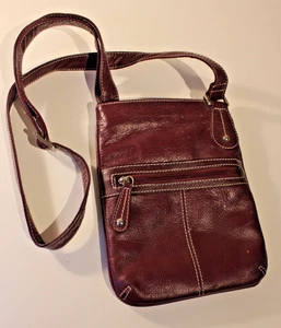 Lloyd Baker Umhängetasche lila Leder mit mehreren Taschen verstellbarer Riemen - Bild 1 von 4