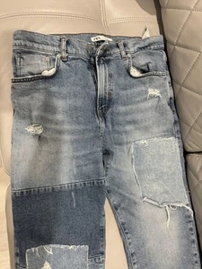 Men’s Zara Denim Patched Jeans Used Size 34 - Picture 1 of 6