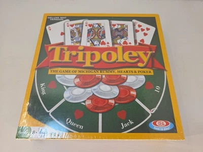 全新 TRIPOLEY 豪华垫子 版本 游戏 Michigan Rummy, Hearts, & Poker /全新未拆封 — 第 1/2 张图片