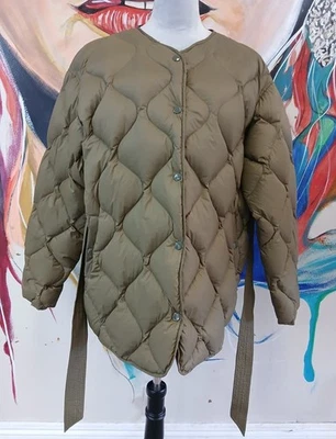Rag & Bone Rudy Liner Down Quilted Jacket Belted Green Women's Size Large - Image 1 of 4