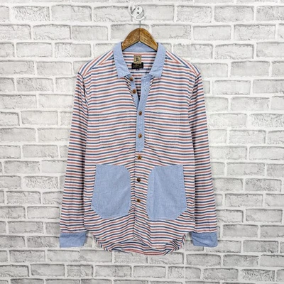 PRPS Goods & Co. Japón Hombre Azul Rojo Rayas Cambray Camisa Talla Grande Foto 1 de 4