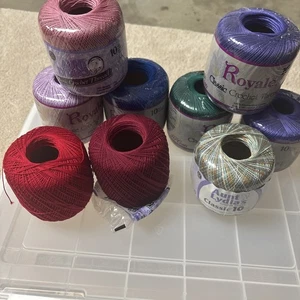 ROYALE Hilo de Ganchillo Clásico Talla 10 Lote de 9 Colores Surtidos - Imagen 1 de 10