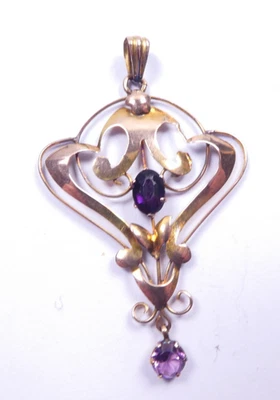 Pendant 9 carat antique rose gold Art Nouveau - Image 1 of 4
