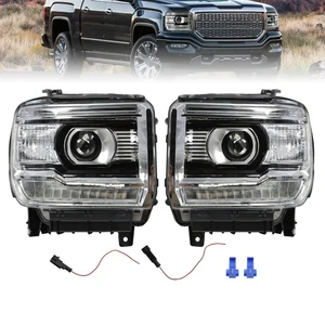 Black For 2014 15 16 17 2018 GMC 1500 Sierra 2500HD Projector Headlights Lamps - Picture 1 of 11