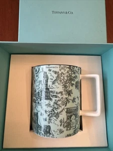 Tiffany & Co NYC Landmarks Toile Coffee Mug Cup 15 oz Blue Bone China Boxed - Picture 1 of 15