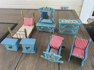 Vintage DORA KUHN Puppenhaus Möbel 7 tlg Schlafzimmer - Made in Germany +SCHNELLER VERSAND! - Bild 1 von 11