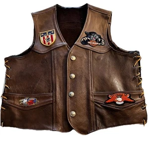 Harley Davidson Kerr Brown Leather Vest XL - Women’s - Picture 1 of 7