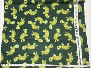 NEW Blizzard Fleece fabric by the yard - Crawling Turtle On Green Background - Picture 1 of 2