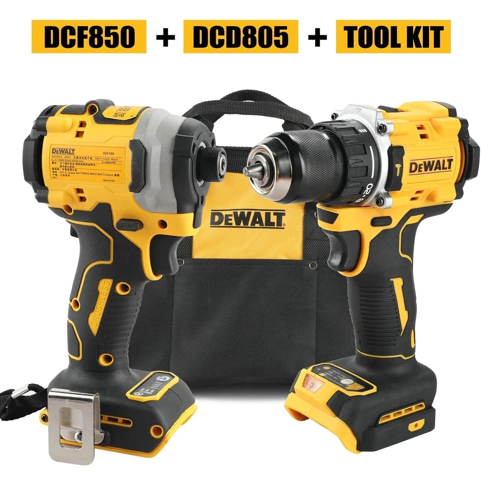 DEWALT DCF805 & DCD850 20V MAX Brushless Combo Kit Cordless Drill Driver + Bag - Image 1 of 4