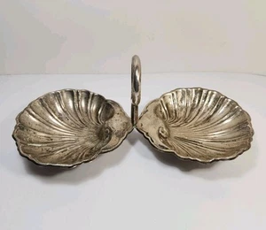 Sterling Silver 925 Mexico A.B.V. Double Clam Shell Design Handle Candy Dish - Picture 1 of 8