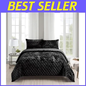 Lightweight Distressed Velvet Quilt Set for King Beds - Perfect for All Seasons - Picture 1 of 8