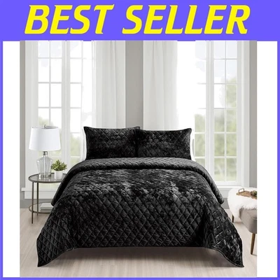Lightweight Distressed Velvet Quilt Set for King Beds - Perfect for All Seasons - Image 1 of 4