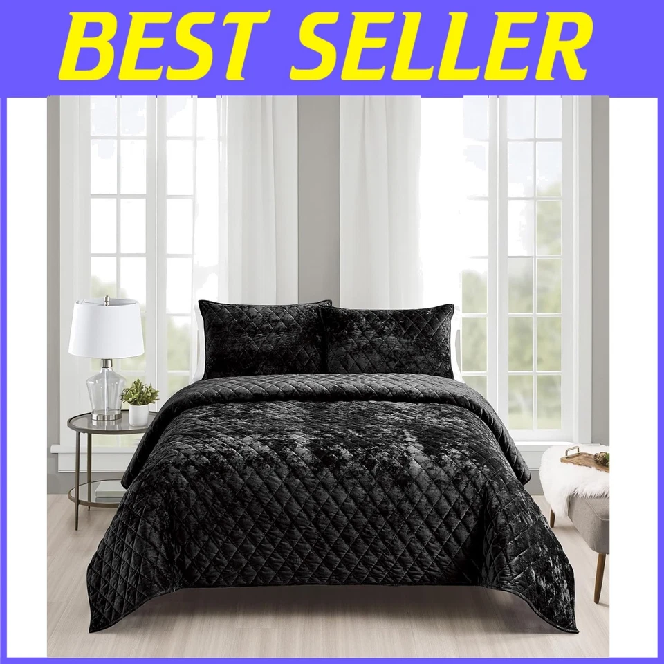 Lightweight Distressed Velvet Quilt Set for King Beds - Perfect for All Seasons - Image 1 of 4
