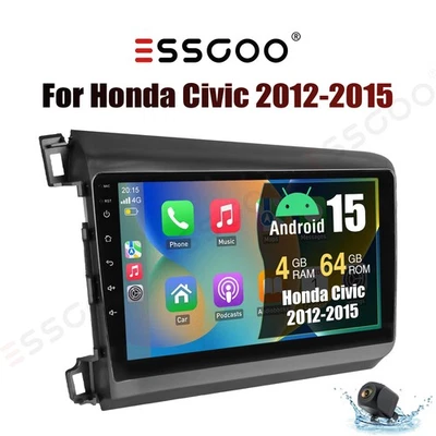 Android 15 Carplay Car Stereo Radio 4+64GB For Honda Civic 2012-2015 WiFi FM+CAM - Image 1 of 4