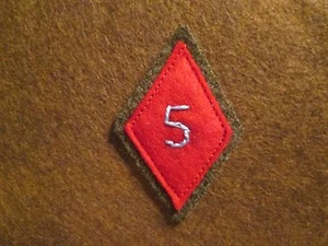 WWI US Army 5th Division Diamond Patch AEF Wollfilz * - Bild 1 von 1
