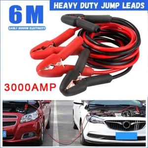 6M HEAVY DUTY JUMP LEADS 3000AMP CAR VAN BATTERY STARTER BOOSTER CABLES JUMPER - Picture 1 of 15