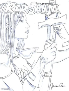 RED SONJA # 6 VARIANT COVER RECREATION ORIGINAL COMIC ART ON CARD STOCK - Picture 1 of 1