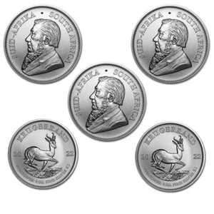 5PCS 2022 1 Oz South African Silver Krugerrand Brilliant Uncirculated 1oz - Picture 1 of 14