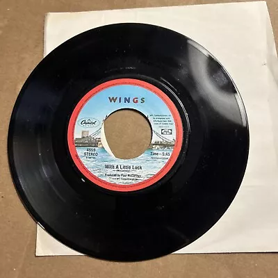 Paul Mccartney Wings With A Little Luck/Backwards Traveler Cuff Link Capitol 45 - Image 1 of 4