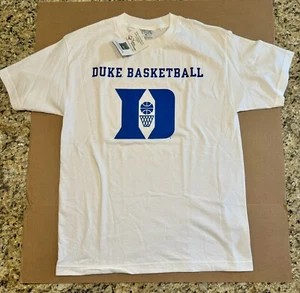 NCAA DUKE University Stores BLUE DEVILS BASKETBALL White T-Shirt Medium NWT - Picture 1 of 8