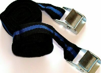 6 Black/blue Cam Buckle Tie Down Straps Hand Truck Luggage 25mm X 2500mm Long • 10.19€