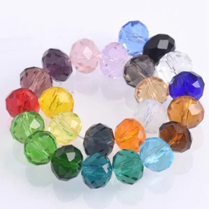 Rondelle 3/4/6/8/10/12/14/16/18 mm Facettiert Kristall Glas Lose Zwischenring Perlen Menge - Bild 1 von 63