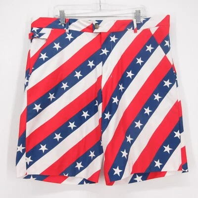 Royal & Awesome 高尔夫短裤男式 40 星条美国国旗红色白色蓝色梅里卡 — 第 1/4 张图片
