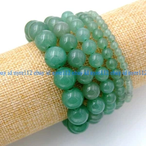 Pretty 4/6/8/10/12/14mm Natural Green Aventurine Round Gems Beads Bracelet 7.5" - Picture 1 of 12