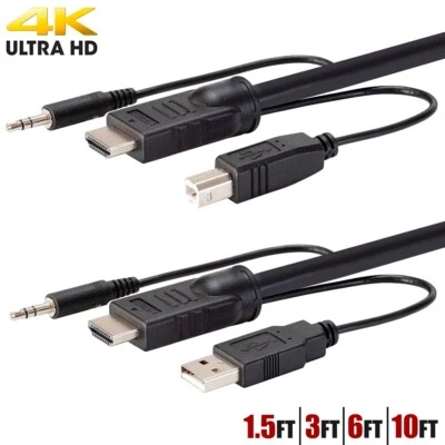 1.5 3 6 10FT HDMI USB KVM Cable & 3.5mm Audio Monitor Keyboard Mouse 4K 60Hz HDR - Image 1 of 4
