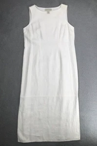 Vintage Norton McNaughton Linen Maxi Dress Size M Sleeveless Beach Casual Ivory - Picture 1 of 11