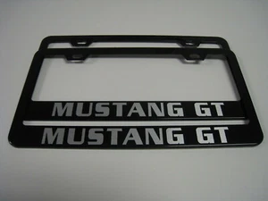 2 nuevos marcos de matrícula de metal delanteros y traseros "MustangGT" NEGRO - Imagen 1 de 3