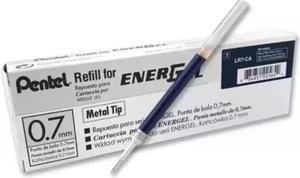 10 X Pentel LR7 Roller Refill for EnerGel Gel Pen 0.7mm Metal Tip Navy Blue Ink - Picture 1 of 8