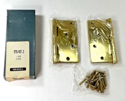 New Omnia Brass  975/4BT.3 1 Pair (2 Each) 4” Solid Polished Brass Door Hinge - Image 1 of 4