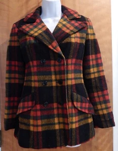 AUTHENTIC BIGI AT BERGDORF's PEA COAT JACKET PLAID LASSIE JUNIOR BUFFALO 1966-68 - Picture 1 of 6