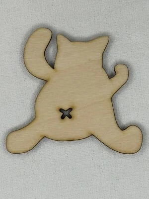 Custom Laser Cut Unfinished Cat Butt Kitten Shape Wood Craft Cutout - Image 1 of 2