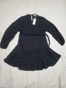 GB Girls Mini Dress Round Neck Longsleeve Tie Around The Wasit Zipper In Back - Picture 1 of 9