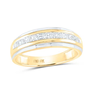 10K Two-tone Gold Mens Round Diamond Wedding Band Ring 1/4 Cttw - Picture 1 of 5