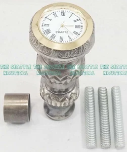 Reloj antiguo de latón con perilla en mango superior solo para bastón de madera - Imagen 1 de 8