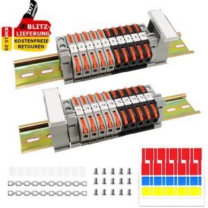 Reihenklemmen Hutschiene 20Pcs Kabelverbinder Kit Verbindungsklemmen Klemmleiste - Bild 1 von 7