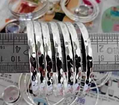 Solid 925 sterling Silver Bracelet Bangle, set 7 Of Silver Handmade Mother's Day - Image 1 of 4