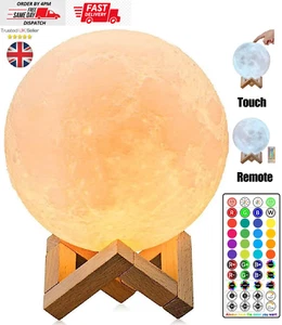 Rechargeable Moon Lamp Night Light Kids Dimmable LED 3D Remote & Touch Control - Picture 1 of 24