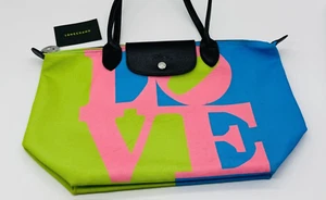 Raro Auténtico USADO LONGCHAMP x Robert Indiana Colaboración Limitada Hombro - Imagen 1 de 15