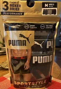 PUMA MEN'S BOXER BRIEF 3 PACK - Multi Color SZ Medium  - UNDERWEAR LOGO - Picture 1 of 3