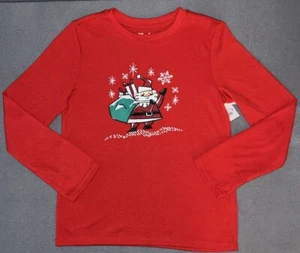 Jammies For Your Families PJ Top only Boys 8 Red Crew Neck Santa Claus Christmas - Picture 1 of 5