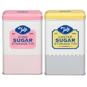 Icing Caster Sugar Storage Tin Canister Pink Vintage Tala Metal Container Pot - Picture 1 of 6