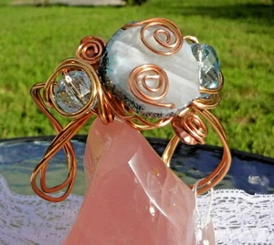 Artisan Made Agate Quartz -Faceted Bead - Copper Bracelet - Pretty! - Picture 1 of 8