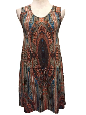 Urban Mango 无袖背心裙,小号腰拉绳,多色,弹力 — 第 1/4 张图片