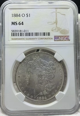 1884-O Morgan Silver Dollar • NGC MS64 • Brilliant Uncirculated • 90% Silver - Image 1 of 3